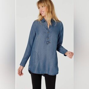 J Jill Denim Indigo/Chambray Shirttail Tunic; Bristol Wash